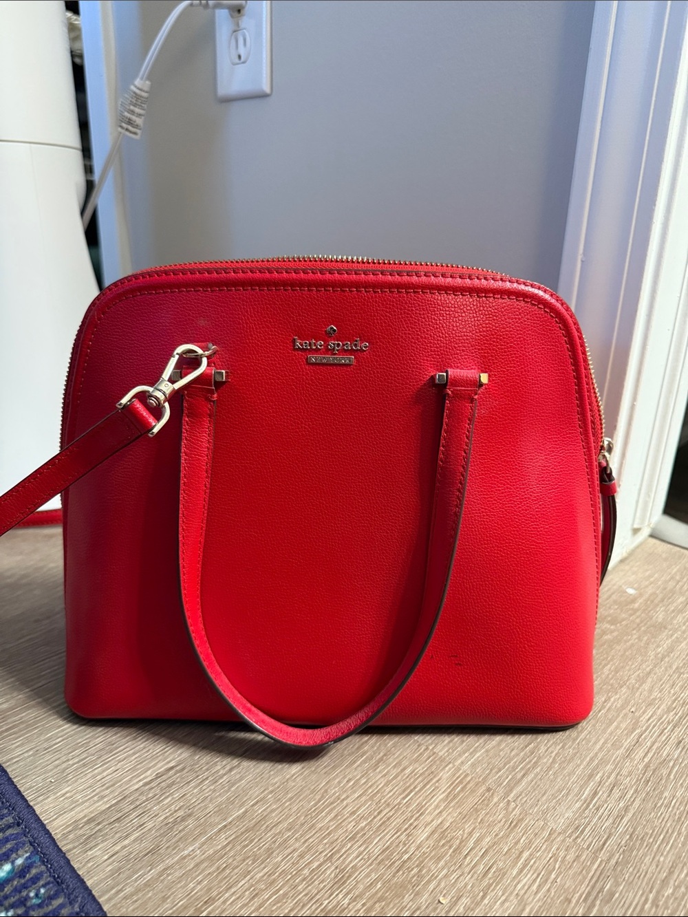 kate spade Red Leather Satchel with Gold Hardware